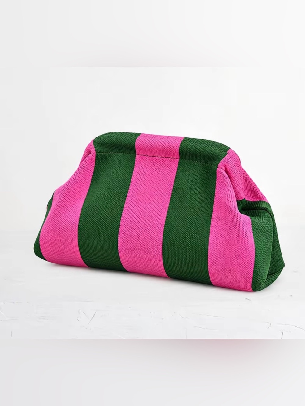 Striped Pink and Green Women’s Clutch Bag